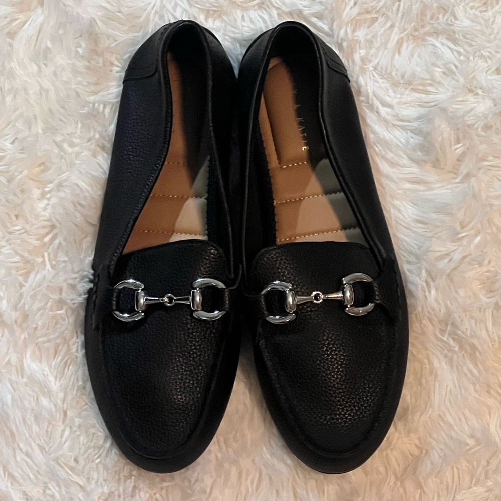 Kelly & Katie Black Loafers with Silver Accents